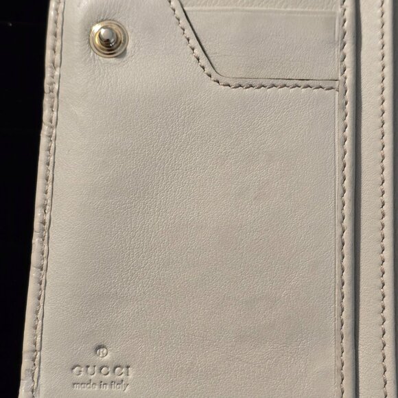 *GUCCI* Authentic GG Signature Leather Wallet w/Gold Name Plate Single Fold/Snap - Picture 4 of 16